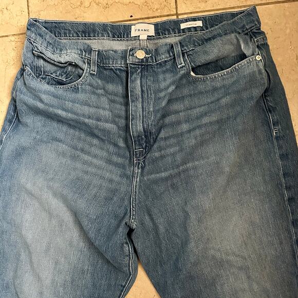 Frame 32 Le Jane Ankle Cropped High Rise Straight Leg Jeans Denim Cottom Blue - Picture 5 of 10